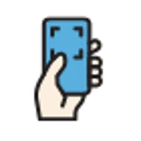 Hand holding a phone scanning a page